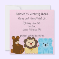 Cute Zoo Animal Birthday Invitation