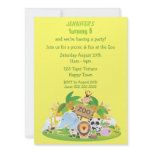 Cute Zoo Animals Birthday Party Custom Invitation