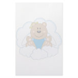 Cutelyn Baby Boy Angel Bear On Clouds Personalized Stationery