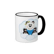 Cutelyn Baby Boy Angel Panda Bear On Clouds Coffee Mugs
