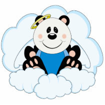 Cutelyn Baby Boy Angel Panda Bear On Clouds photo sculptures