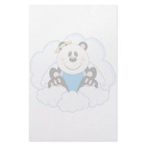 Cutelyn Baby Boy Angel Panda Bear On Clouds stationery