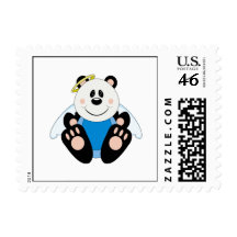 Cutelyn Baby Boy Angel Panda Bear Stamps