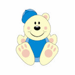 Cutelyn Baby Boy Baseball Polar Bear Acrylic Cut Out
