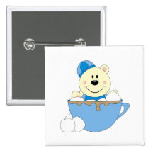 Cutelyn Baby Boy Snow Polar Bear Mug Pinback Button