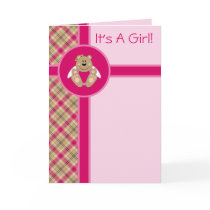 Cutelyn Baby Girl Angel Bear Baby Announcement Cards