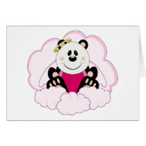 Cutelyn Baby Girl Angel Panda Bear On Clouds Card
