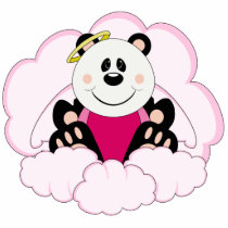 Cutelyn Baby Girl Angel Panda Bear On Clouds photo sculptures