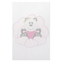 Cutelyn Baby Girl Angel Panda Bear On Clouds Stationery
