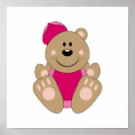 Cutelyn Baby Girl Baseball Bear Posters