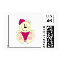 Cutelyn Baby Girl Baseball Polar Bear Postage Stamps