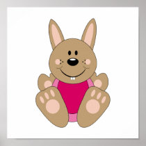 Cutelyn Brown Baby Girl Bunny Posters