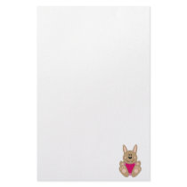 Cutelyn Brown Baby Girl Bunny Stationery Design