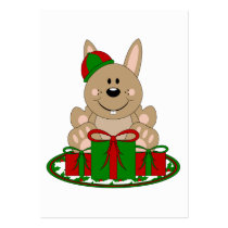 Cutelyn Brown Christmas Present Bunny Business Card Template