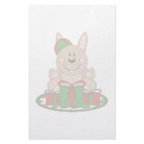 Cutelyn Brown Christmas Present Bunny Personalized Stationery