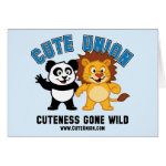 This cute designs features our cute panda bear and his friend the lion together having fun. The design reads Cute Union - Cuteness Gone Wild. This makes a great gift for anyone who loves wild animals and cute cuddly things.