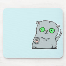 Cutest green-eyed grey kitten mouse pad