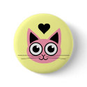 Cutest Pink Cat buttons by QueenHare Cutest Pink Cat buttons