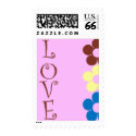 CUTESY LOVE PINK FLORAL POSTAGE STAMP by Initialreaction CUTESY LOVE PINK FLORAL POSTAGE STAMP