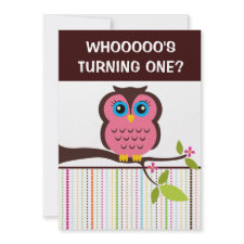Cutesy Owl Kids Birthday Invitations invitation