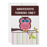 Cutesy Owl Kids Birthday Invitations