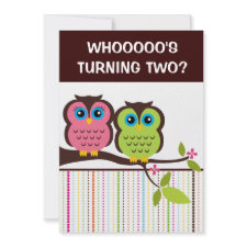 Cutesy Owl Kids Birthday Invitations invitation