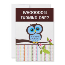 Cutesy Owl Kids Birthday Invitations invitation
