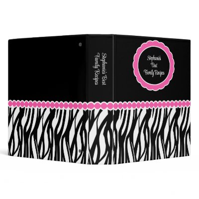 Cutey Zebra Recipe Book Vinyl Binders