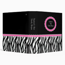 Cutey Zebra Recipe Book Vinyl Binders