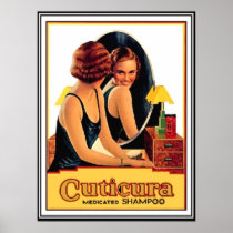 Cuticure medicated shampoo vintage poster posters