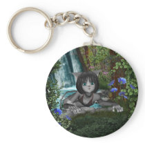 Cutie Anime Kitten Waterfalls 1 Key Chain