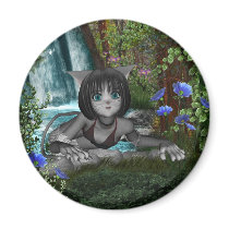 Cutie Anime Kitten Waterfalls 1 Magnets