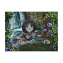 Cutie Anime Kitten Waterfalls 1 postcards by FairytaleKids Cutie Anime Kitten Waterfalls 1 postcards