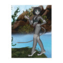 Cutie Anime Kitten Waterfalls Moon 1 postcards by FairytaleKids Cutie Anime Kitten Waterfalls Moon 1 postcards