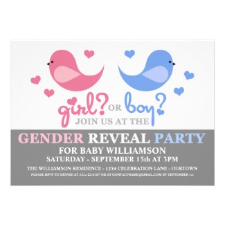 Cutie Birds Baby Gender Reveal Party Invitation