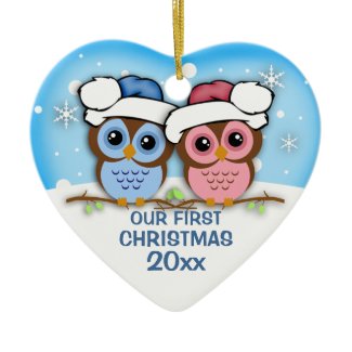Cutie Owl Couple First Christmas Ornament