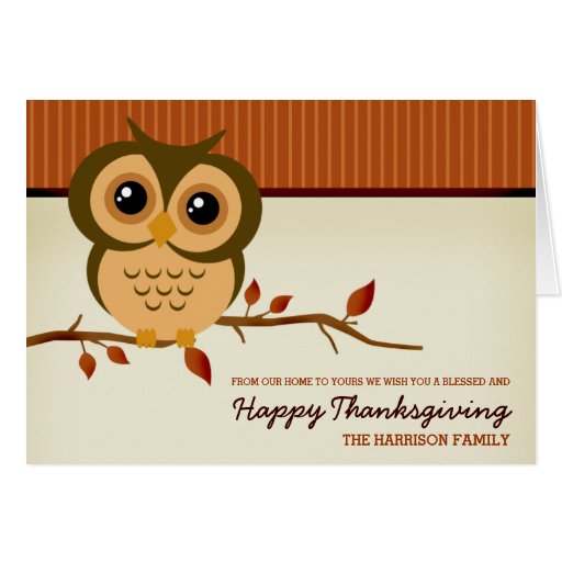 Cutie Owl Happy Thanksgiving Card | Zazzle