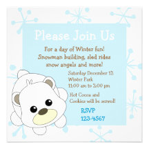 Cutie Polar Bear Personalized Invitations