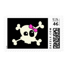 Cutie skull girl stamp