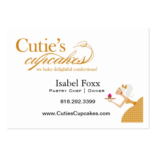 Cutie's Cupcakes - Confections Desserts Pastries Business Cards (back side)