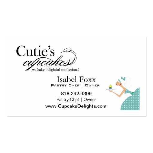 Cutie's Cupcakes - Confections Desserts Pastries Business Card Template (back side)
