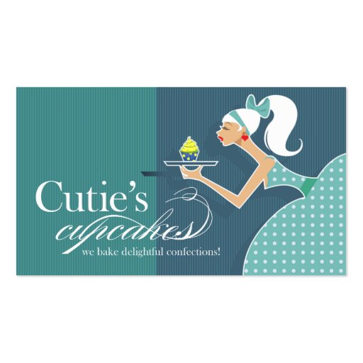 Cutie's Cupcakes - Confections Desserts Pastries Business Card Template (front side)