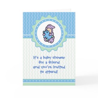 Cutietoots Baby Shower Invitation - Blue/Green card
