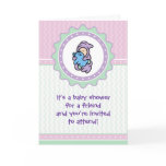 Cutietoots Baby Shower Invitation - Pink/Green Greeting Card