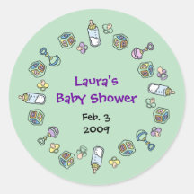 Cutietoots Baby Shower Party Favor Round Stickers