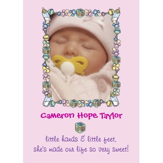 Cutietoots Birth announcement - Baby Girl card