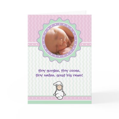 Cutietoots Birth Announcement - Pink/Green - Girl Cards by cutietoots