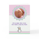 Cutietoots Birth Announcement - Pink/Green - Girl cards by cutietoots Cutietoots Birth Announcement - Pink/Green - Girl cards