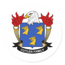 Cutler Family Crest stickers by coatsofarms Cutler Family Crest stickers