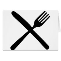 cutlery fork and knife crossed greeting card